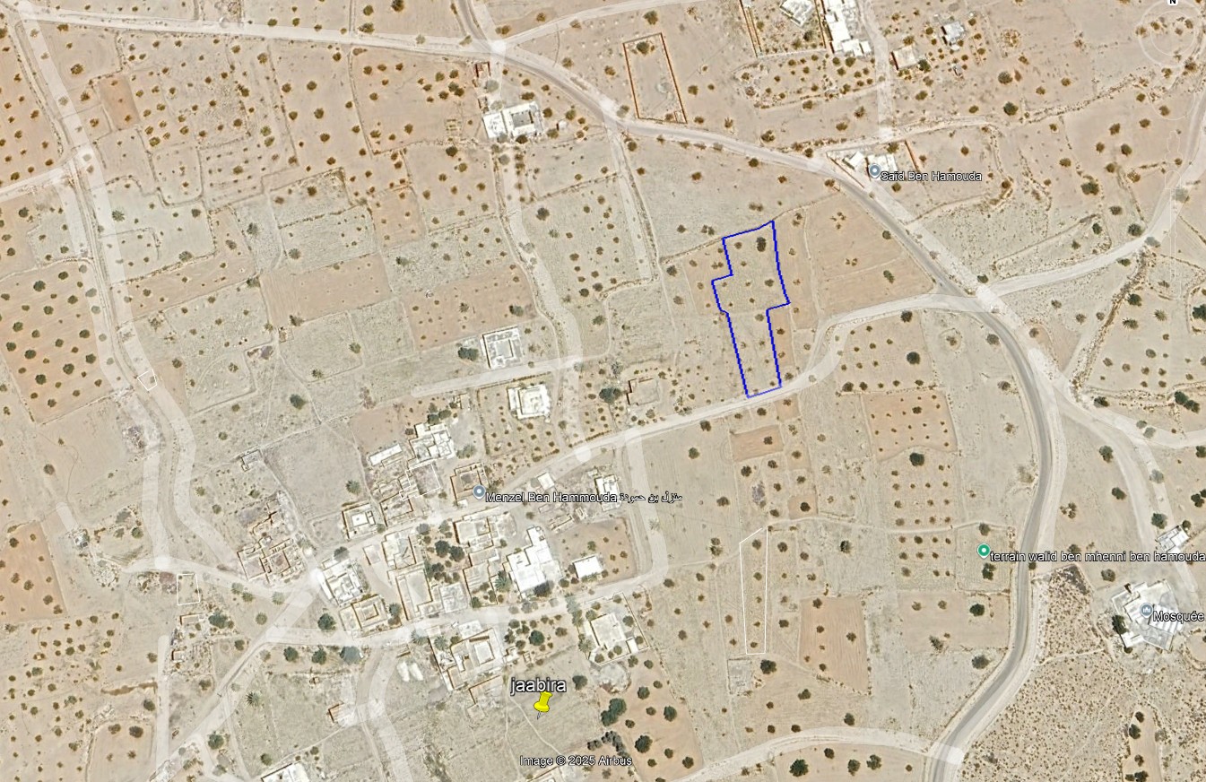 Ajim&nbsp;Jabira&nbsp;Vente&nbsp;Surfaces&nbsp;Terrain 2260 m2 � menzel ben hammouda jaabira