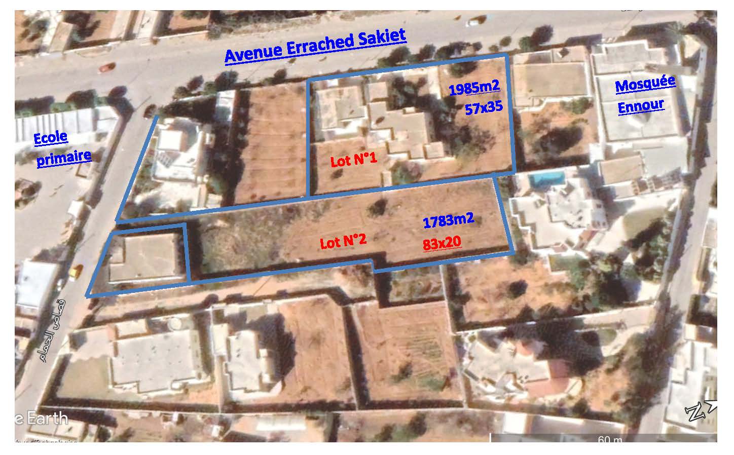 Sakiet Eddaier Sakiet Eddaier Vente Maisons Lot cltur 2000m2 avec 2 maisons route errached