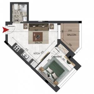 Nabeul Cite El Mahrsi 3 Vente Appart. 1 pice A  appartement s1 vue mer  sidi ref1204a