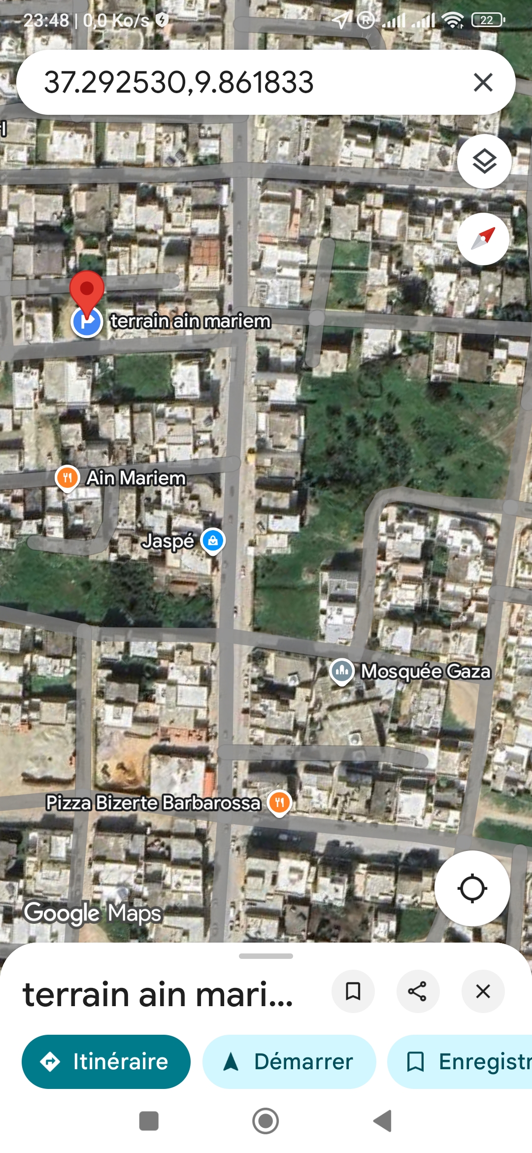 Bizerte Nord Bizerte Vente Surfaces 2 lots terrains ain mariem