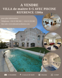 Hammamet Sidi Hmed Vente Maisons A  villa de maitre s5 avec ref1310a
