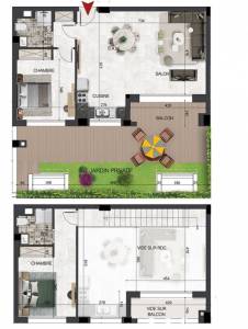 Nabeul Cite El Mahrsi 3 Vente Appart. 1 pice A  duplex s2 avec jardin  sidi ref1345a