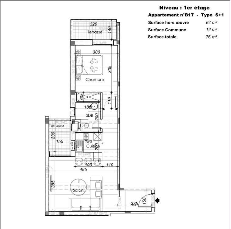 Vente&nbsp;Appart. 1 pi�ce - Tunisie