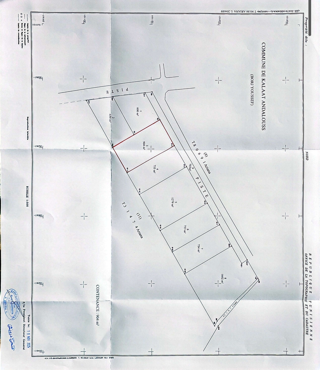 Sidi Thabet&nbsp;Cebalet Ben Ammar&nbsp;Vente&nbsp;Surfaces&nbsp;Terrain clotur� de 904m � sidi younes