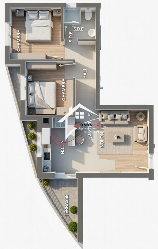 Mahdia&nbsp;Mahdia&nbsp;Vente&nbsp;Appart. 2 pi�ces&nbsp;App s2 avec piscine projet sur plan mahdia