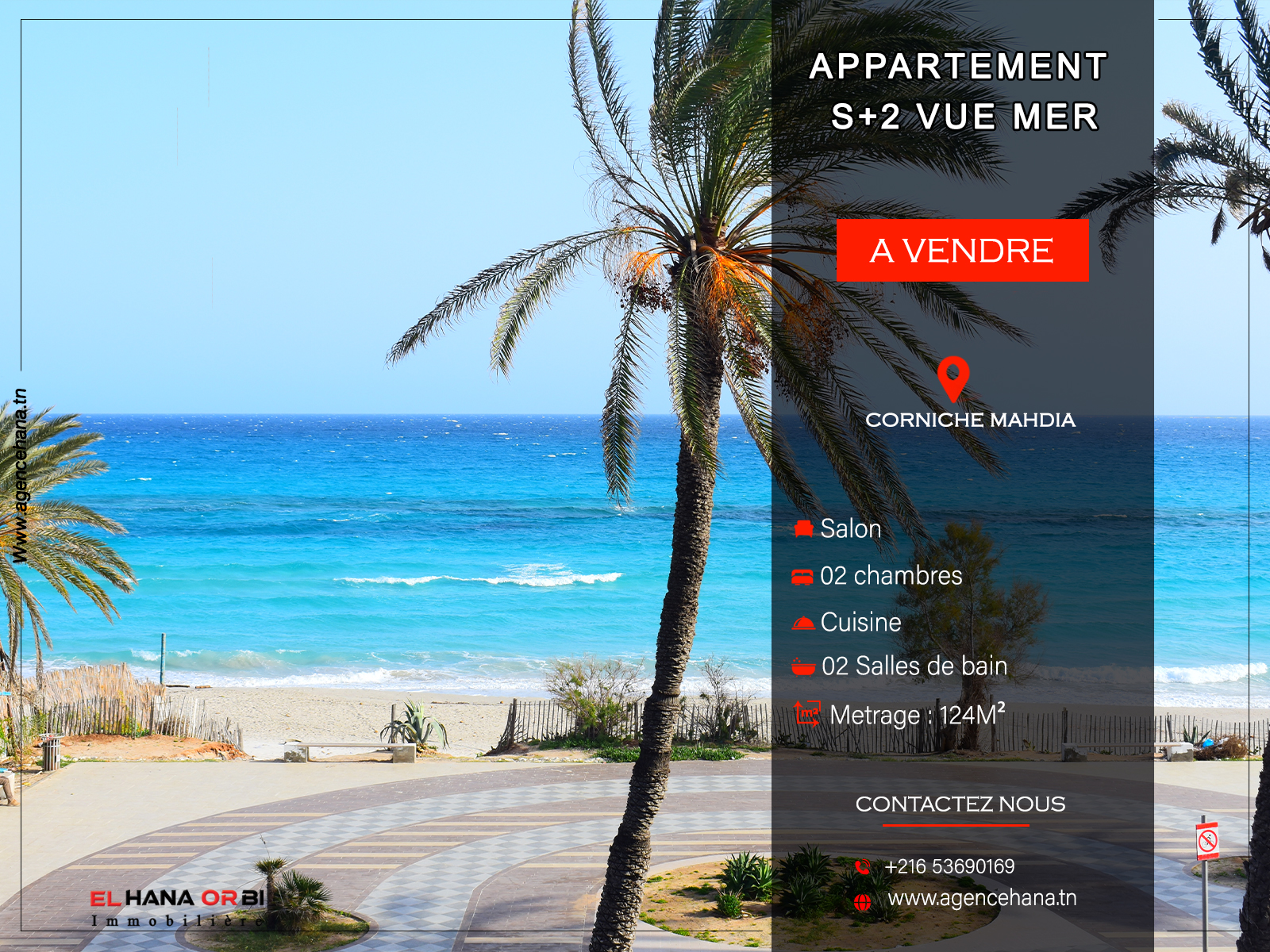 Mahdia&nbsp;Mahdia&nbsp;Vente&nbsp;Appart. 2 pi�ces&nbsp;App s2 vue sur mer corniche mahdia