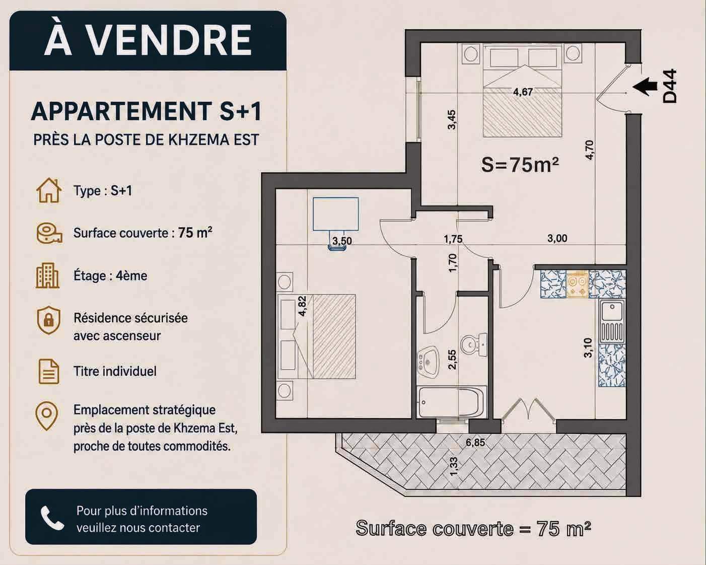 Vente&nbsp;Appart. 2 pi�ces - Tunisie