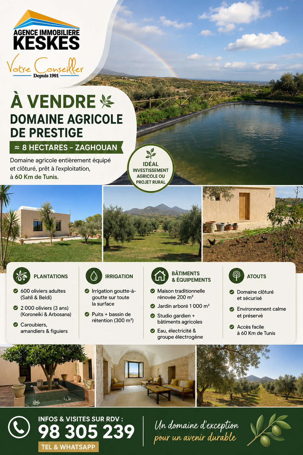 Zaghouan&nbsp;Ain Essaboune&nbsp;Terrain&nbsp;Terrain agricole&nbsp;Terrain agricole zagouan