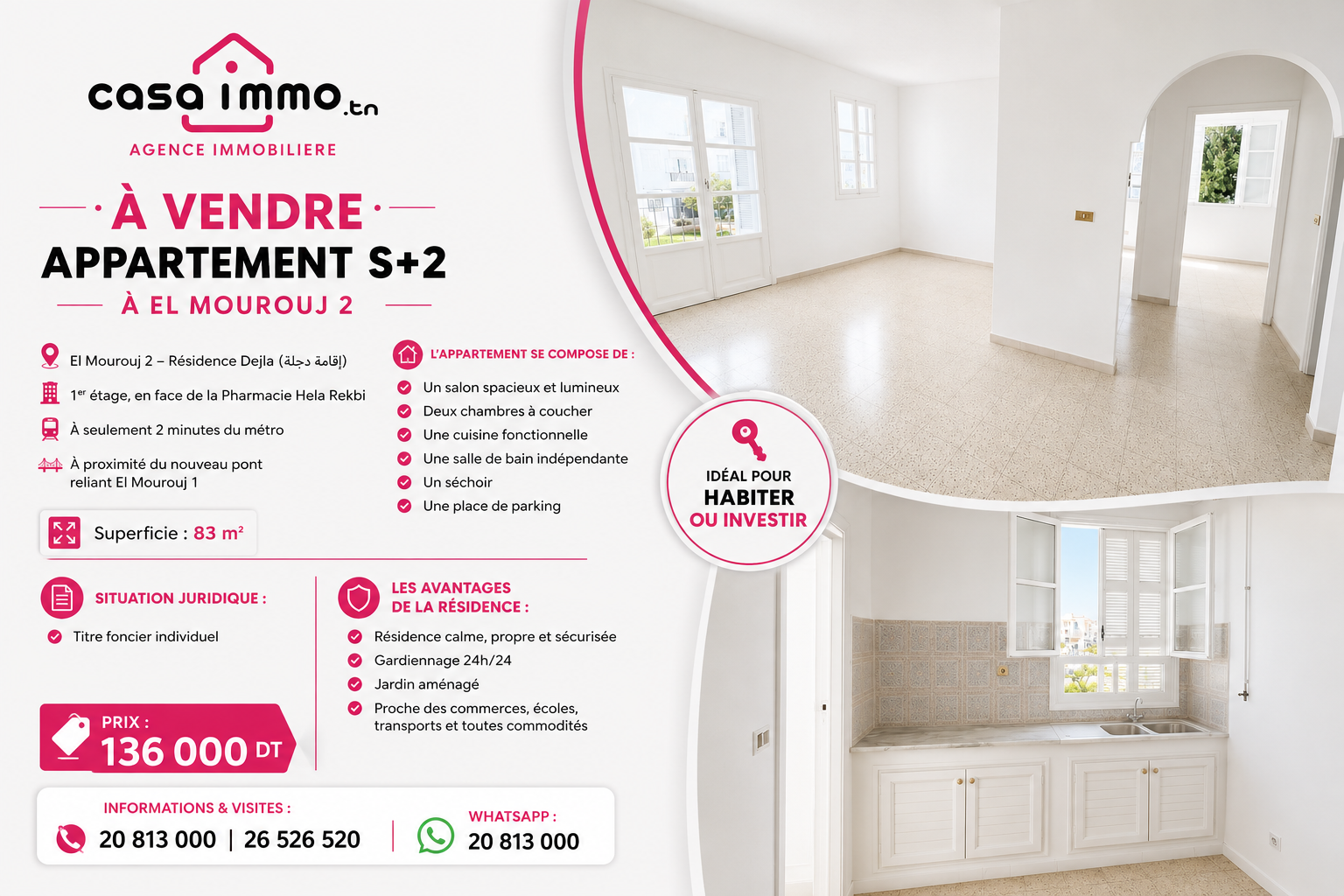 El Mourouj&nbsp;El Mourouj&nbsp;Vente&nbsp;Appart. 3 pi�ces&nbsp;Opportunit� s2 a mourouj