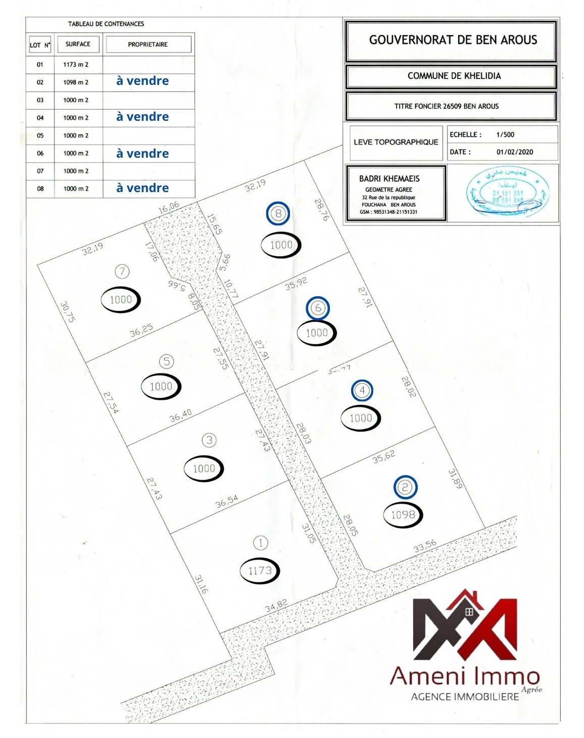 Ben Arous&nbsp;Ben Arous&nbsp;Vente&nbsp;Autre&nbsp;Un lot de terrain nu � el khelidia