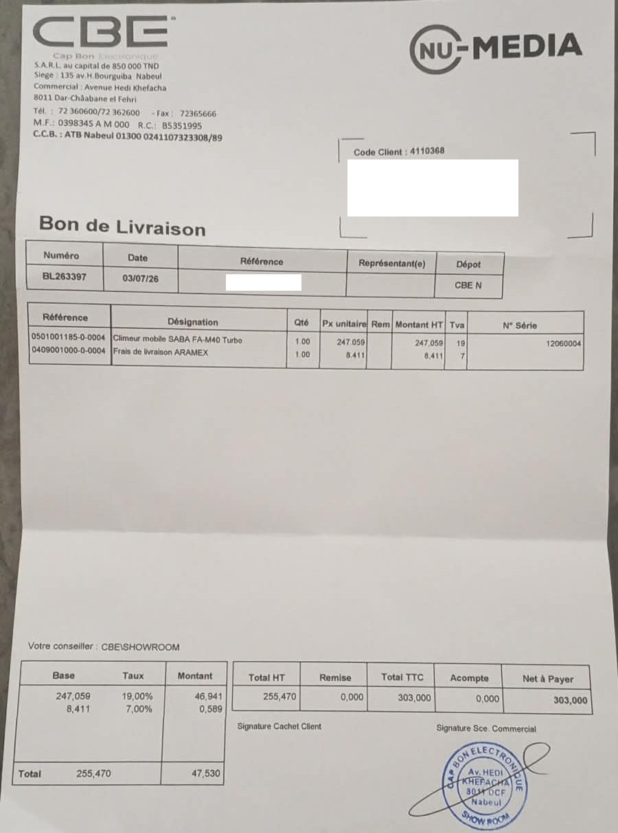 La Soukra&nbsp;La Soukra&nbsp;Climatiseur&nbsp;Autre&nbsp;Climeur saba fa m40 40 litres turbo blanc