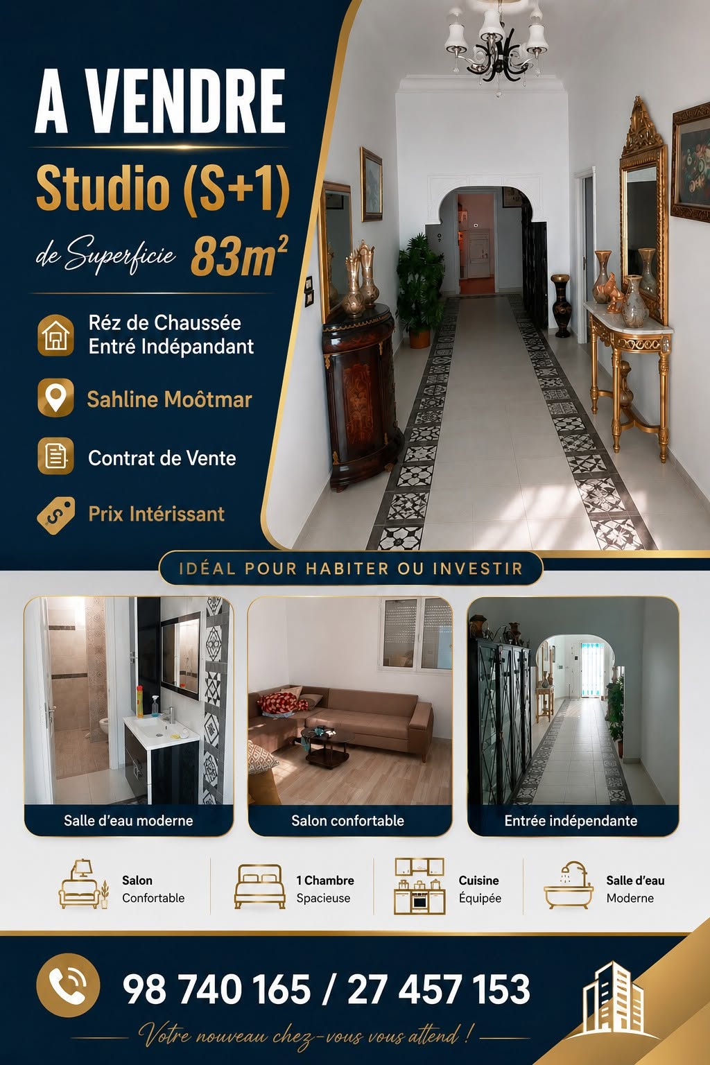 Sahline&nbsp;Mootmar&nbsp;Vente&nbsp;Appart. 2 pi�ces&nbsp;Ne rater pas appartement s1 � sahline mo�tmar