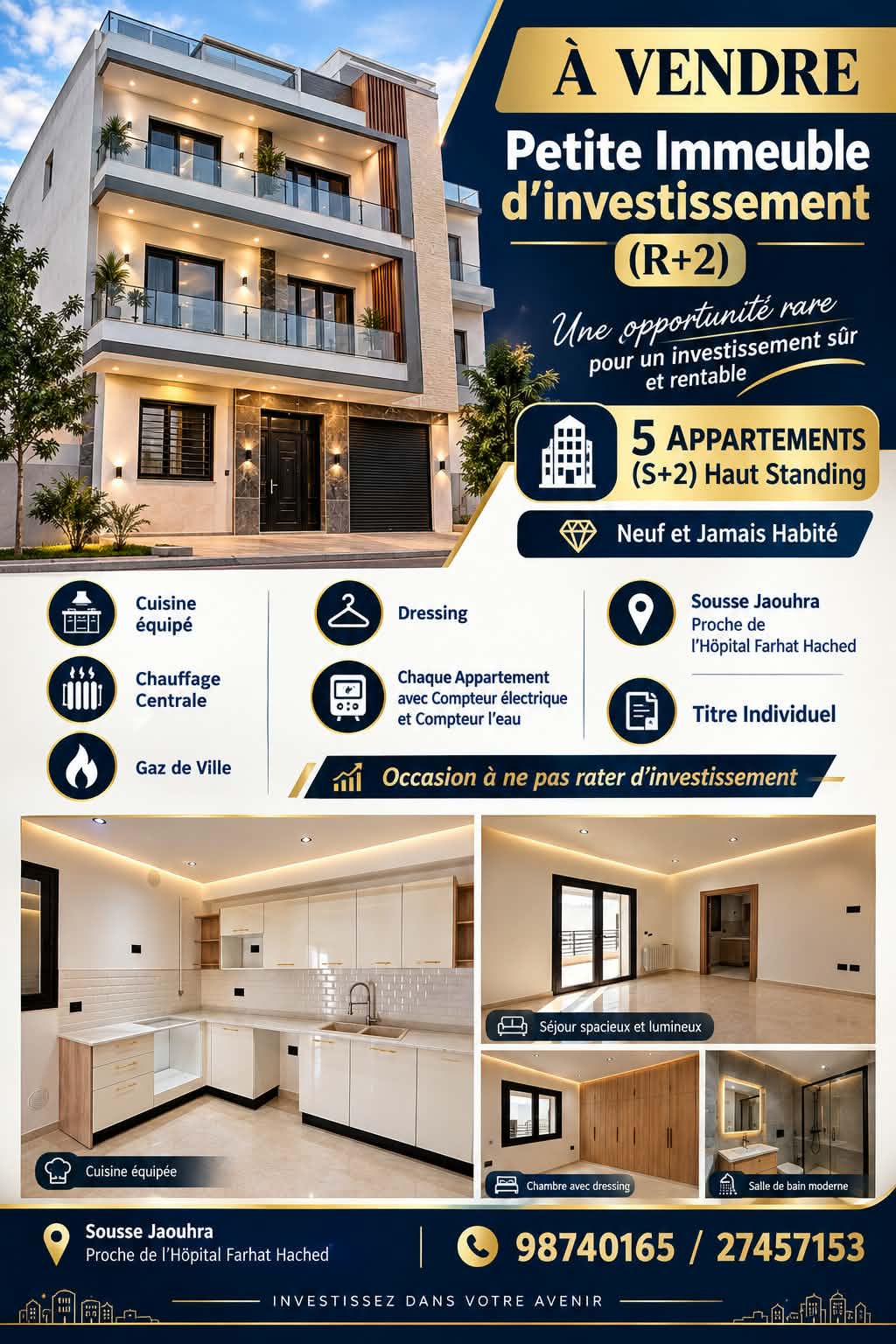 Sousse Ville&nbsp;Sousse&nbsp;Vente&nbsp;Maisons&nbsp;Immeuble d'investissement r2 � sousse jawhara