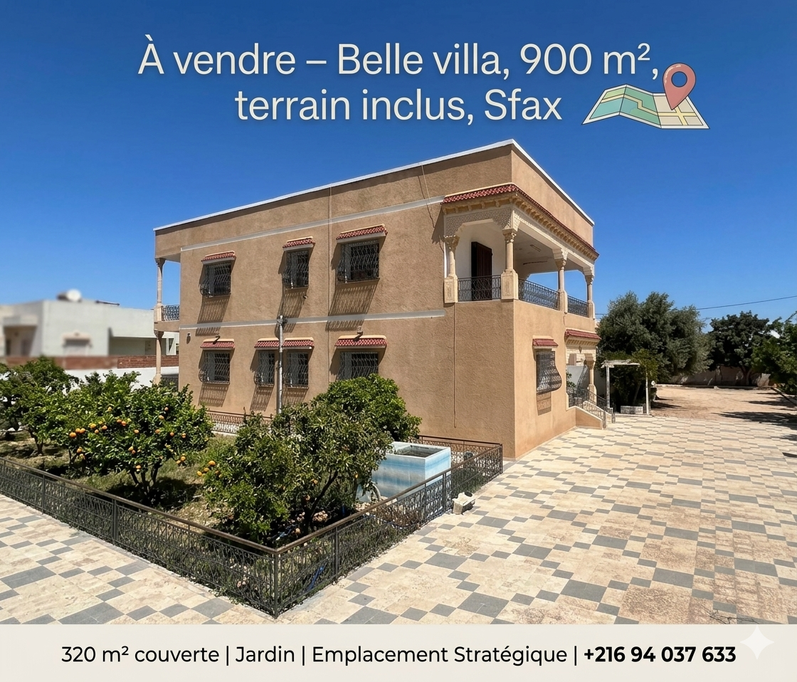 Sakiet Ezzit&nbsp;Sakiet Ezzit&nbsp;Vente&nbsp;Maisons&nbsp;Villa b�tie � sfax