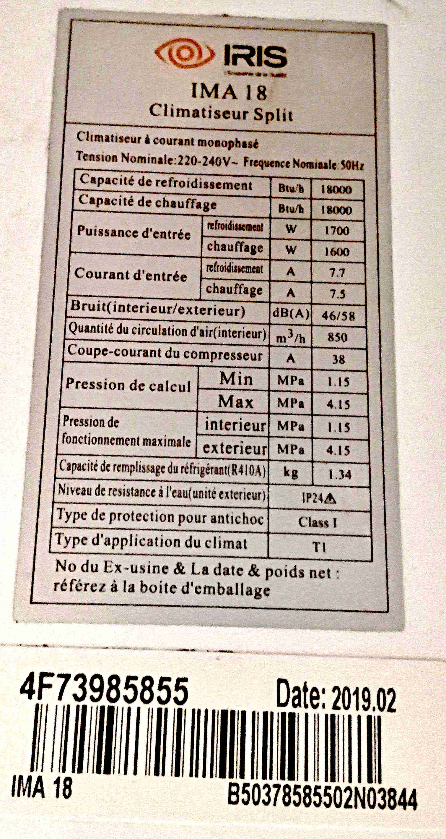 Soliman&nbsp;Soliman&nbsp;Climatiseur&nbsp;Autre&nbsp;Climatiseur 18000 neuf iris